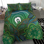 Torres Strait Islands Bedding Set Indigenous Ocean Wave Dot Green Color