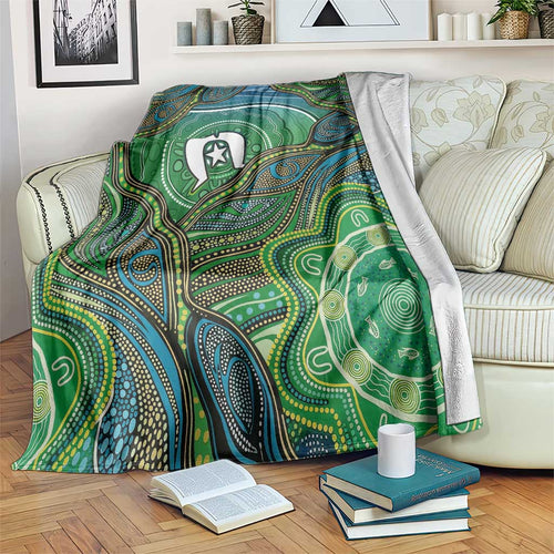 Torres Strait Islands Blanket Indigenous Ocean Wave Dot Green Color