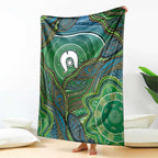 Torres Strait Islands Blanket Indigenous Ocean Wave Dot Green Color