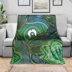 Torres Strait Islands Blanket Indigenous Ocean Wave Dot Green Color
