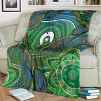 Torres Strait Islands Blanket Indigenous Ocean Wave Dot Green Color