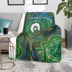 Torres Strait Islands Blanket Indigenous Ocean Wave Dot Green Color