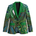 Torres Strait Islands Blazer Indigenous Ocean Wave Dot Green Color