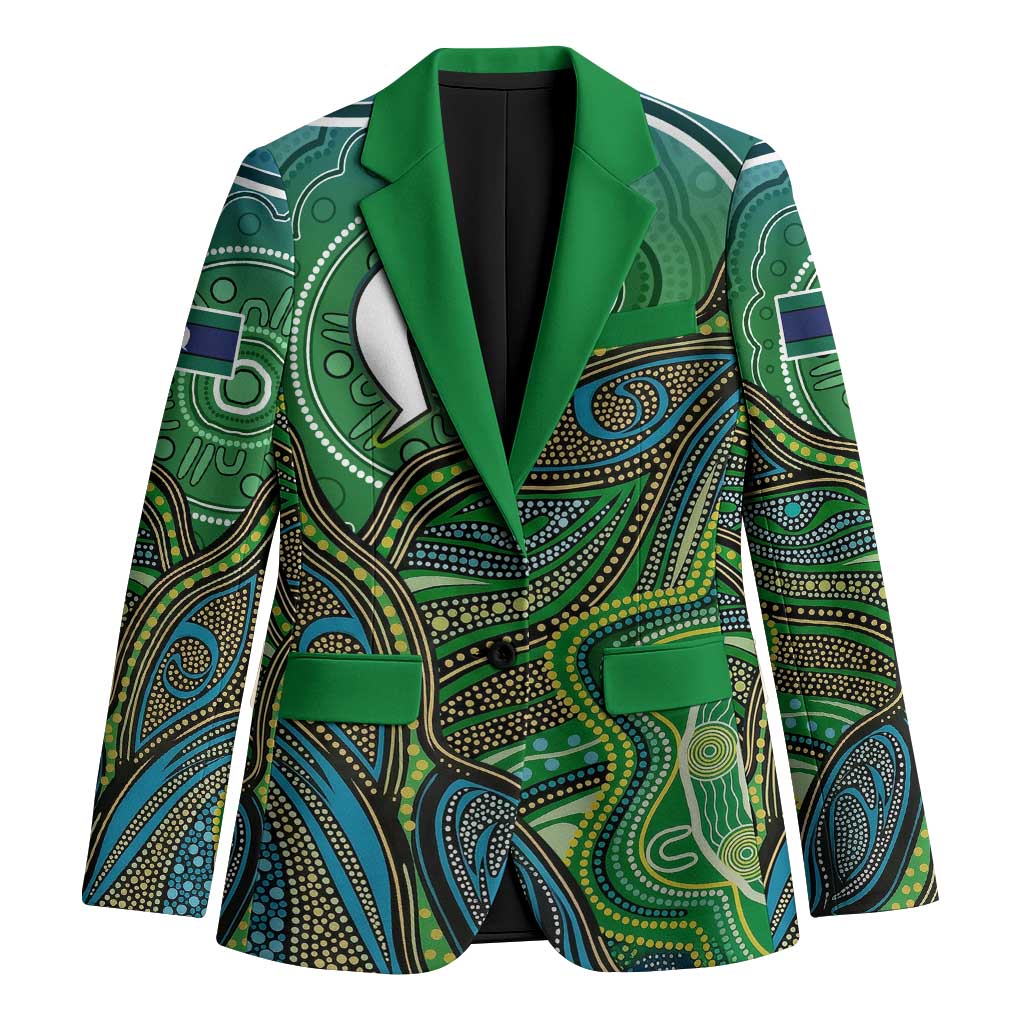 Torres Strait Islands Blazer Indigenous Ocean Wave Dot Green Color