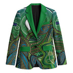 Torres Strait Islands Blazer Indigenous Ocean Wave Dot Green Color
