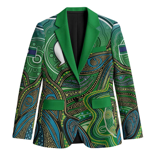 Torres Strait Islands Blazer Indigenous Ocean Wave Dot Green Color