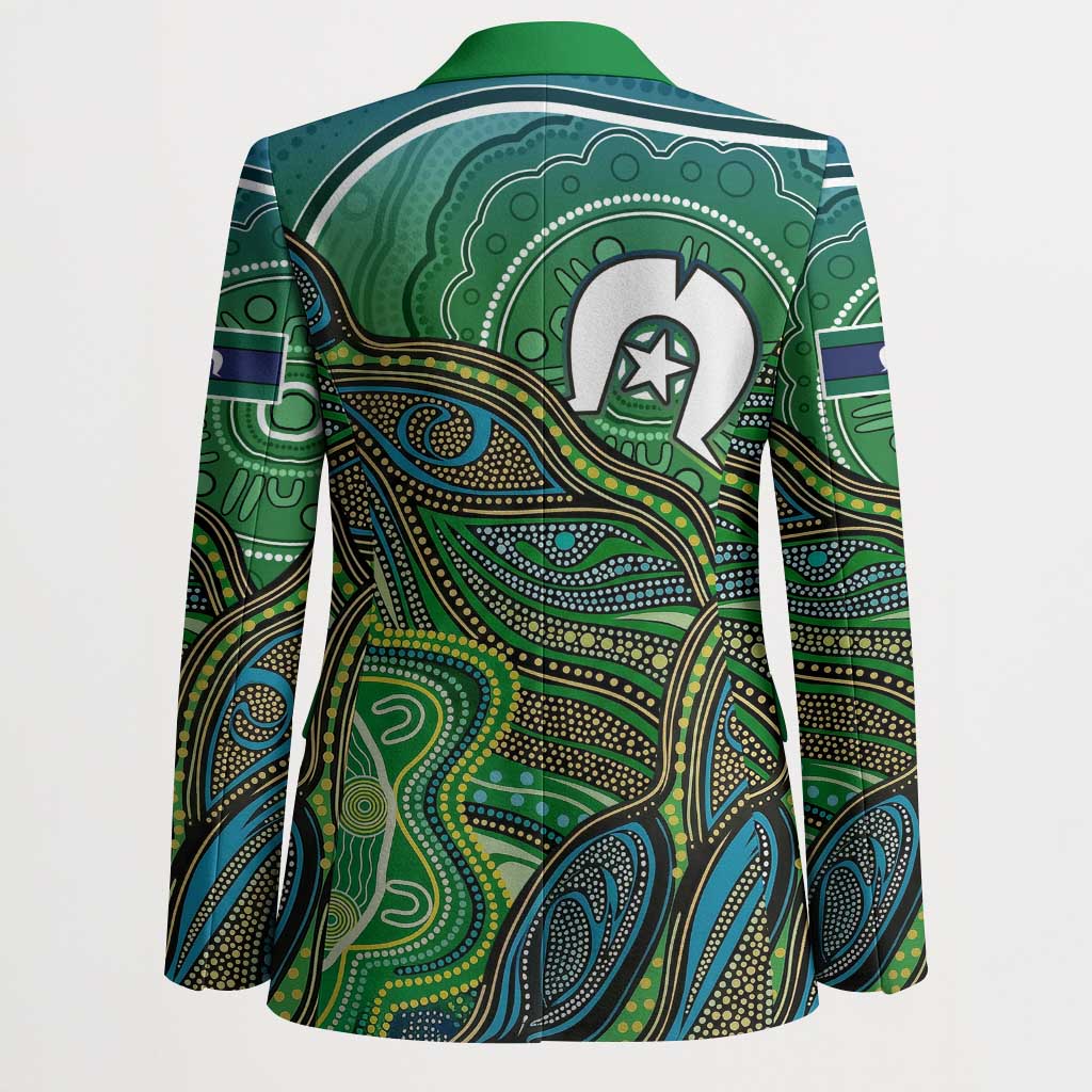 Torres Strait Islands Blazer Indigenous Ocean Wave Dot Green Color