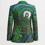 Torres Strait Islands Blazer Indigenous Ocean Wave Dot Green Color