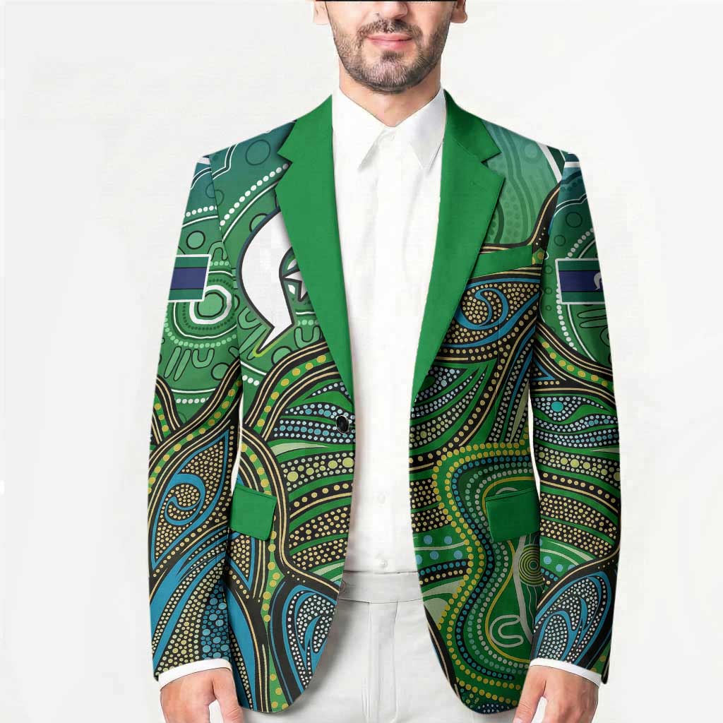 Torres Strait Islands Blazer Indigenous Ocean Wave Dot Green Color