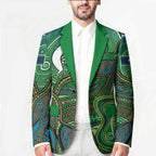 Torres Strait Islands Blazer Indigenous Ocean Wave Dot Green Color