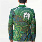 Torres Strait Islands Blazer Indigenous Ocean Wave Dot Green Color