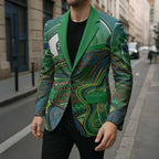Torres Strait Islands Blazer Indigenous Ocean Wave Dot Green Color