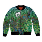 Torres Strait Islands Bomber Jacket Indigenous Ocean Wave Dot Green Color