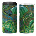 Torres Strait Islands 4 in 1 Can Cooler Tumbler Indigenous Ocean Wave Dot Green Color