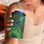 Torres Strait Islands 4 in 1 Can Cooler Tumbler Indigenous Ocean Wave Dot Green Color