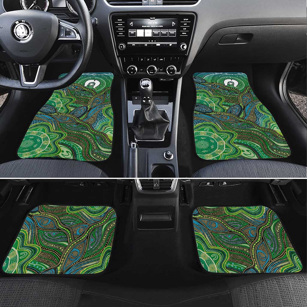 Torres Strait Islands Car Mats Indigenous Ocean Wave Dot Green Color