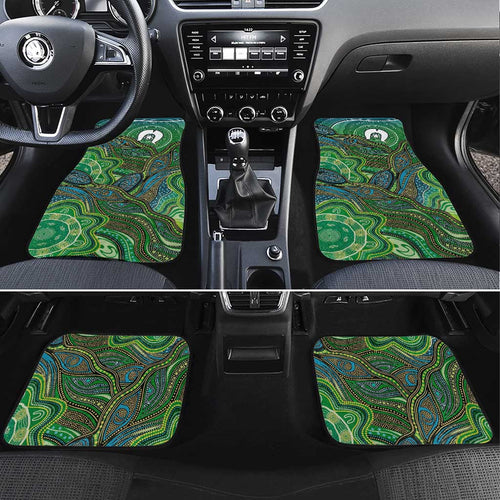 Torres Strait Islands Car Mats Indigenous Ocean Wave Dot Green Color