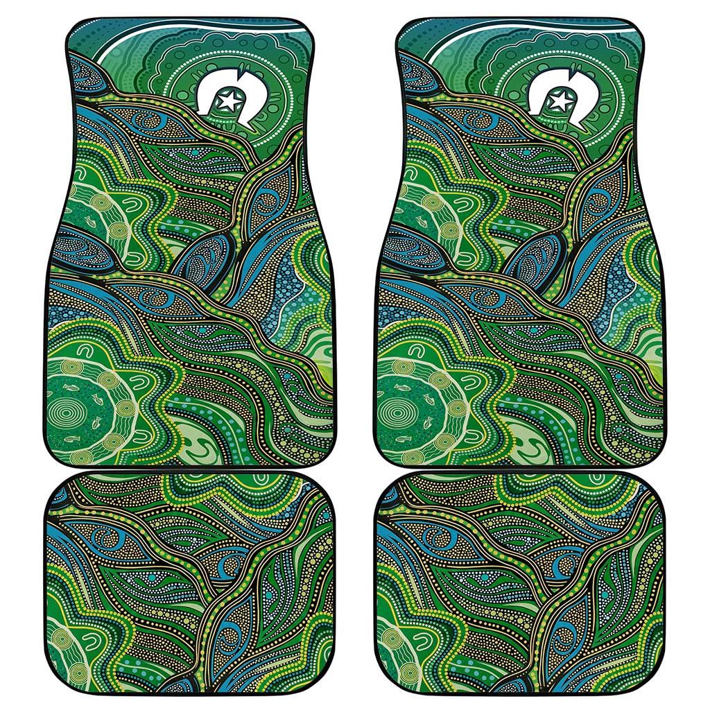 Torres Strait Islands Car Mats Indigenous Ocean Wave Dot Green Color