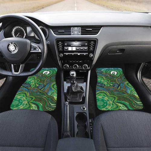 Torres Strait Islands Car Mats Indigenous Ocean Wave Dot Green Color