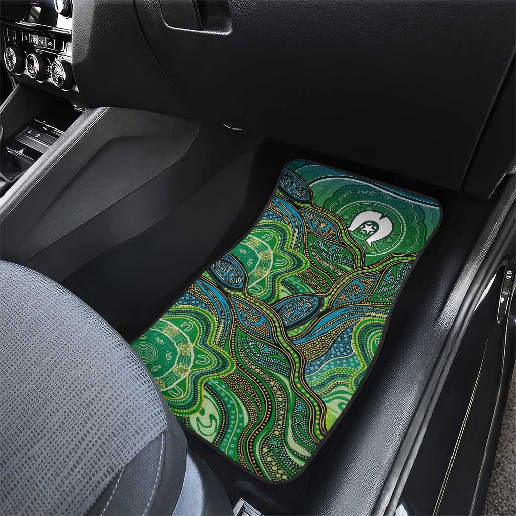 Torres Strait Islands Car Mats Indigenous Ocean Wave Dot Green Color