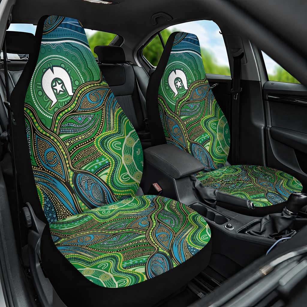 Torres Strait Islands Car Seat Cover Indigenous Ocean Wave Dot Green Color