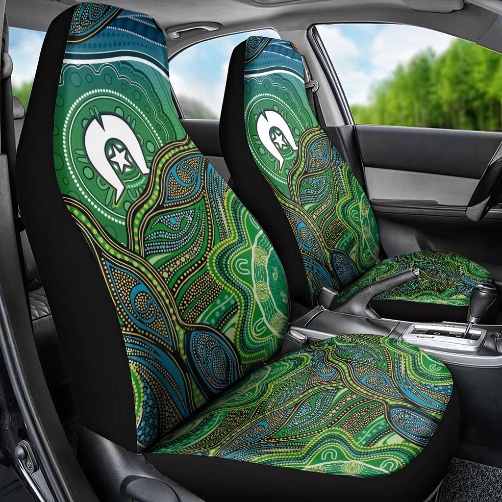 Torres Strait Islands Car Seat Cover Indigenous Ocean Wave Dot Green Color