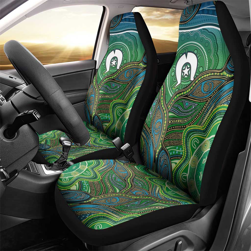 Torres Strait Islands Car Seat Cover Indigenous Ocean Wave Dot Green Color