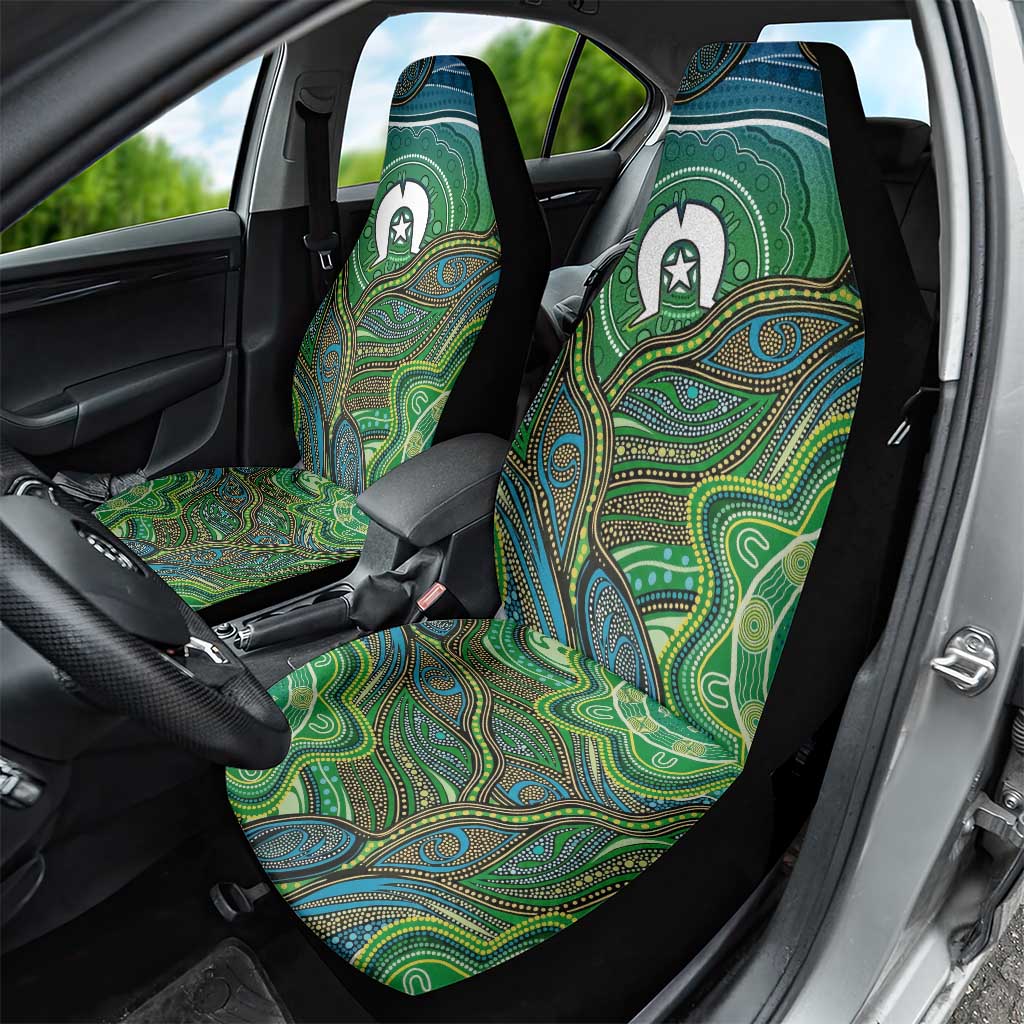 Torres Strait Islands Car Seat Cover Indigenous Ocean Wave Dot Green Color
