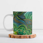 Torres Strait Islands Ceramic Mug Indigenous Ocean Wave Dot Green Color