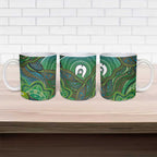Torres Strait Islands Ceramic Mug Indigenous Ocean Wave Dot Green Color