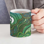 Torres Strait Islands Ceramic Mug Indigenous Ocean Wave Dot Green Color