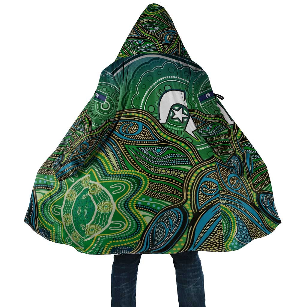 Torres Strait Islands Cloak Indigenous Ocean Wave Dot Green Color