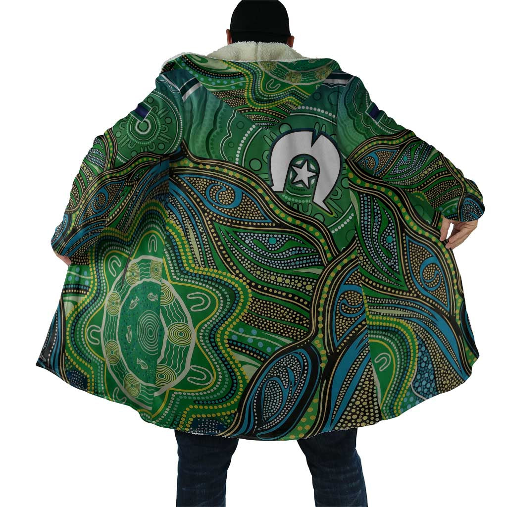 Torres Strait Islands Cloak Indigenous Ocean Wave Dot Green Color