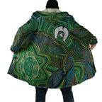 Torres Strait Islands Cloak Indigenous Ocean Wave Dot Green Color