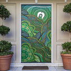 Torres Strait Islands Door Cover Indigenous Ocean Wave Dot Green Color