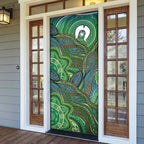 Torres Strait Islands Door Cover Indigenous Ocean Wave Dot Green Color