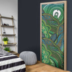 Torres Strait Islands Door Cover Indigenous Ocean Wave Dot Green Color