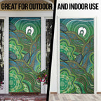 Torres Strait Islands Door Cover Indigenous Ocean Wave Dot Green Color