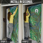 Torres Strait Islands Door Cover Indigenous Ocean Wave Dot Green Color