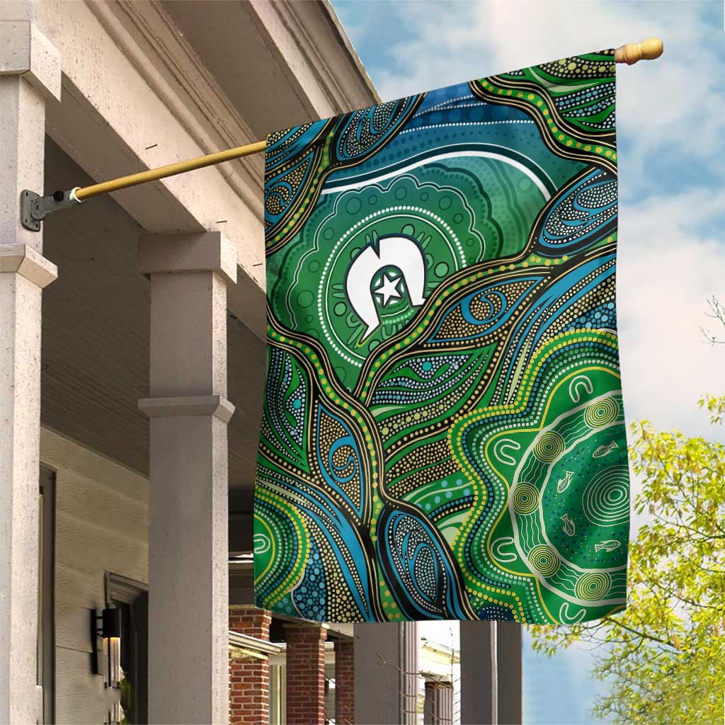 Torres Strait Islands Garden Flag Indigenous Ocean Wave Dot Green Color