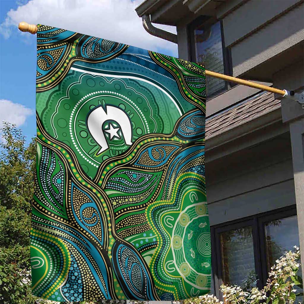 Torres Strait Islands Garden Flag Indigenous Ocean Wave Dot Green Color
