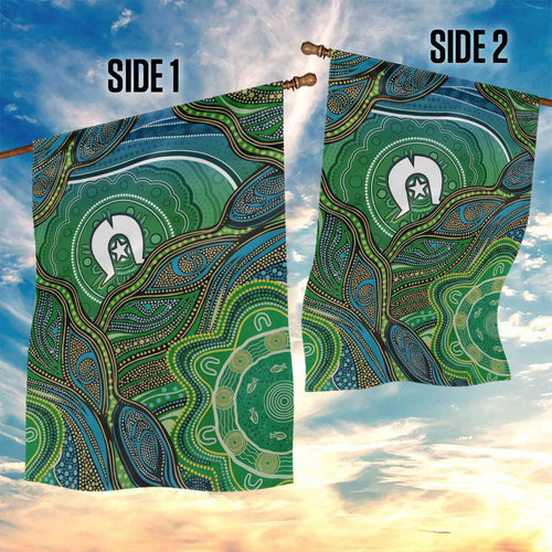 Torres Strait Islands Garden Flag Indigenous Ocean Wave Dot Green Color