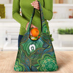 Torres Strait Islands Grocery Bag Indigenous Ocean Wave Dot Green Color