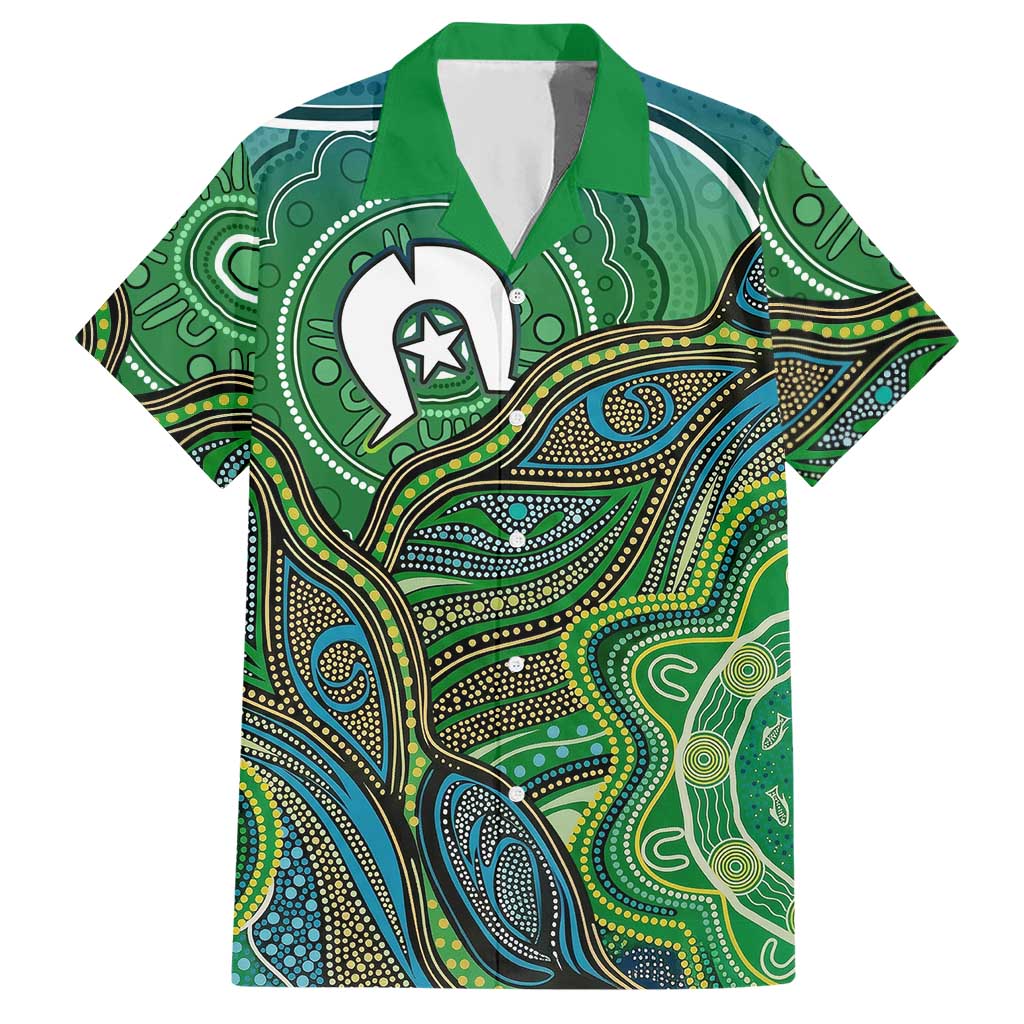 Torres Strait Islands Hawaiian Shirt Indigenous Ocean Wave Dot Green Color