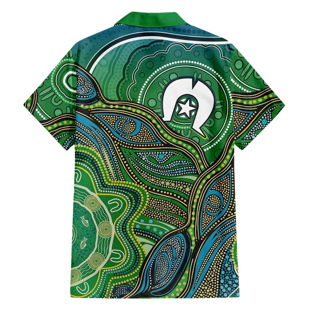 Torres Strait Islands Hawaiian Shirt Indigenous Ocean Wave Dot Green Color