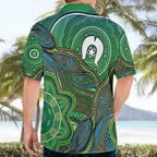 Torres Strait Islands Hawaiian Shirt Indigenous Ocean Wave Dot Green Color