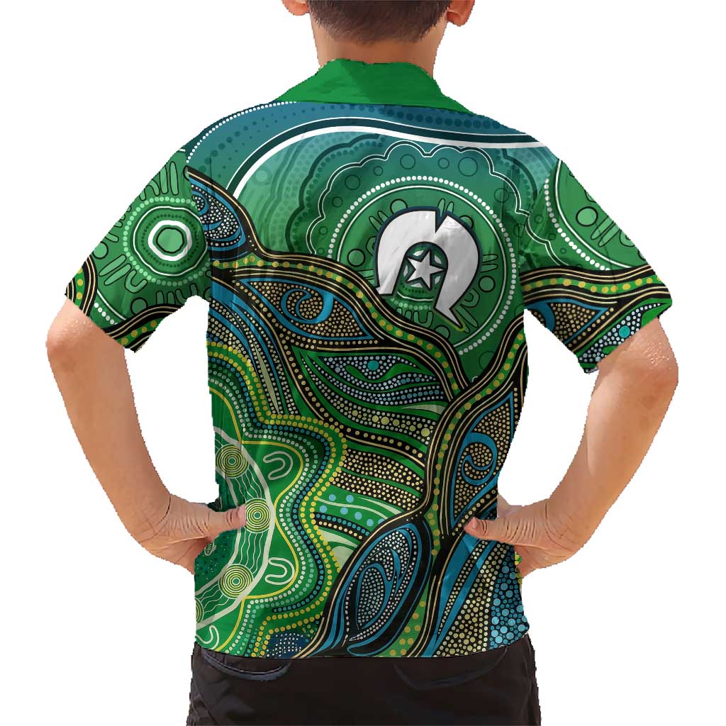 Torres Strait Islands Hawaiian Shirt Indigenous Ocean Wave Dot Green Color