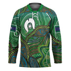 Torres Strait Islands Hockey Jersey Indigenous Ocean Wave Dot Green Color