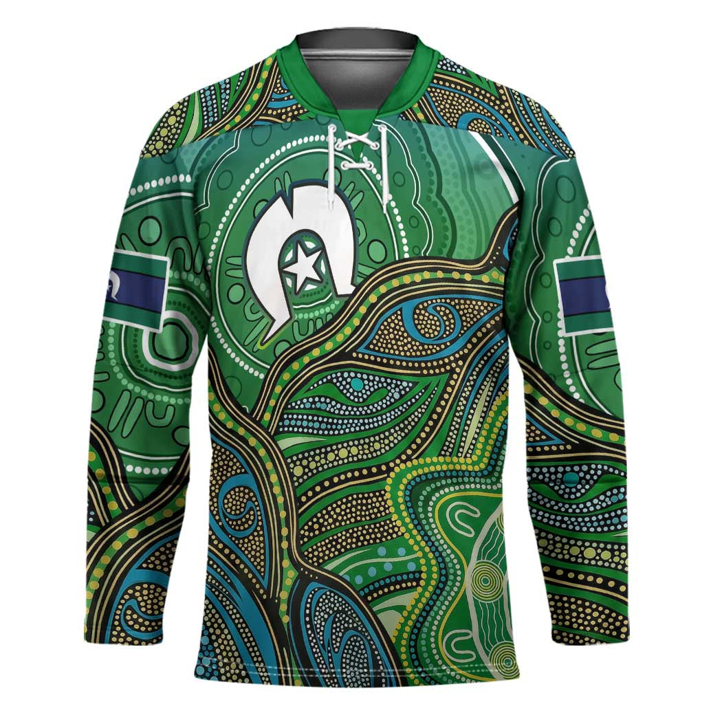 Torres Strait Islands Hockey Jersey Indigenous Ocean Wave Dot Green Color