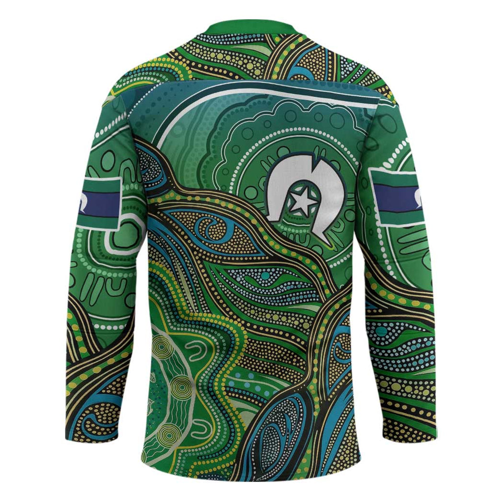 Torres Strait Islands Hockey Jersey Indigenous Ocean Wave Dot Green Color